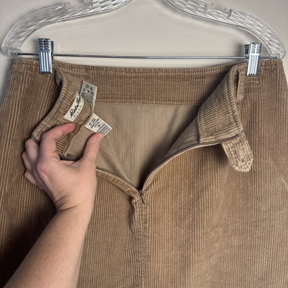 Eddie Bauer Skirt Women's 14 P Tan Camel Corduroy Vintage Retro Pockets Academia - Picture 9 of 10